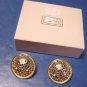 1986 vintage Avon Open Dome earrings pierced goldtone metal surgical steel posts box
