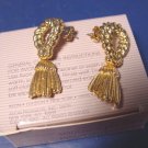 Avon Decorative Tassel pierced earrings vintage 1989 goldtone metal surgical steel posts with box