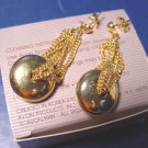 Contempo Avon vintage 1991 pierced earrings goldtone metal dangle chains with box