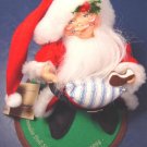 1994 vintage Annalee Mobilitee Doll Society logo kid Santa Claus costume boy, cookie, felt