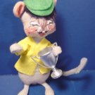 1965 Annalee Mobilitee Dolls vintage gray trophy mouse doll green cap yellow shirt handcrafted