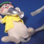 1965 Annalee Mobilitee Dolls vintage gray trophy mouse doll green cap yellow shirt handcrafted