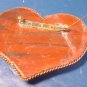 Artisan handcrafted big heart artist brooch pin copper colors aurora borealis rhinestones amber