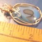Handcrafted blue agate artisan wire wrapped necklace pendant sterling silver cabochon stone