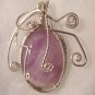 Artisan handcrafted amethyst wire wrapped sterling silver purple necklace pendant artist cabochon