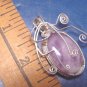 Artisan handcrafted amethyst wire wrapped sterling silver purple necklace pendant artist cabochon