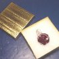 Garnet red rose artisan handcrafted sterling silver wire wrapped artist translucent necklace pendant