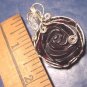 Garnet red rose artisan handcrafted sterling silver wire wrapped artist translucent necklace pendant