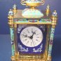Vintage oriental cloisonne carriage clock beveled glass porcelain painted portraits enamel brass