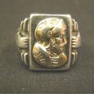 Vintage sterling silver 10K gold Christopher Columbus ring Conquistador man size 8.5