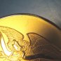 Eagle belt buckle shield banner arrows brass with plastic box, never worn