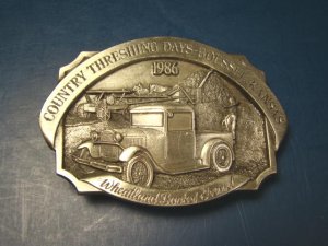 Goessel Kansas country threshing days farm belt buckle Wheatland KS. Bank 1986 pewter 13th annual
