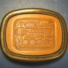 McCord Gaskets advertising belt buckle brass metal with leather insert
