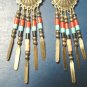 Zuni Q.T. silver sterling Native American Indian earrings turquoise coral gemstones beads concho