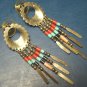 Zuni Q.T. silver sterling Native American Indian earrings turquoise coral gemstones beads concho