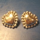 Taxco Heart TJ-75 beaded puffy sterling silver 925 earrings Mexico vintage artist signed pierced