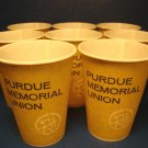 Purdue Memorial Union University official seal 8 vintage waxed paper cold drink cups Lily-Tulip Co.