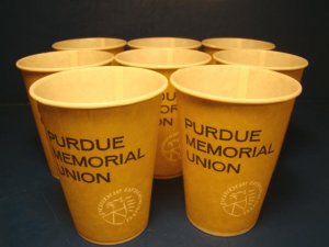Purdue Memorial Union University official seal 8 vintage waxed paper cold drink cups Lily-Tulip Co.