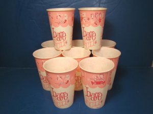 Have Fun pink vintage 10 waxed paper cold drink cups Amusement Design Lily-Tulip 4 &Acirc;&frac12; inch #1257