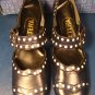Et Cetera shoes 1960s white polka dots vintage ladies navy blue 6.5 6 &Acirc;&frac12; S low heel buckle