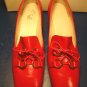 Adores shoes 1960s Delsey red vintage ladies 7 AAA 7 3A casual or dress low heels metal rings bows