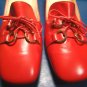 Adores shoes 1960s Delsey red vintage ladies 7 AAA 7 3A casual or dress low heels metal rings bows
