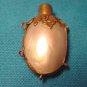 Antique Chatelaine perfume scent bottle mother of pearl shell Victorian ornate brass no stopper