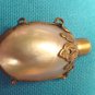 Antique Chatelaine perfume scent bottle mother of pearl shell Victorian ornate brass no stopper