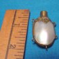 Antique Chatelaine perfume scent bottle mother of pearl shell Victorian ornate brass no stopper