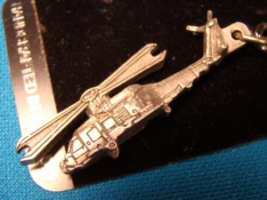 Pewter Helicopter keychain army military aircraft transport Sparta handcrafted aviation key ring