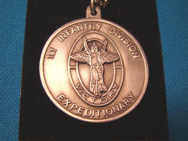 Pewter 1st First Infantry Division Expeditionary Keychain Big Red One 
