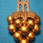 Antique 1930s fur dress scarf clip grape cluster vines Art Deco gold color plastic hinged metal back