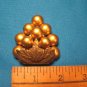 Antique 1930s fur dress scarf clip grape cluster vines Art Deco gold color plastic hinged metal back