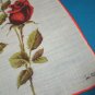 Red roses Colette vintage handkerchief flowers green long stems leaves on white hanky hankie