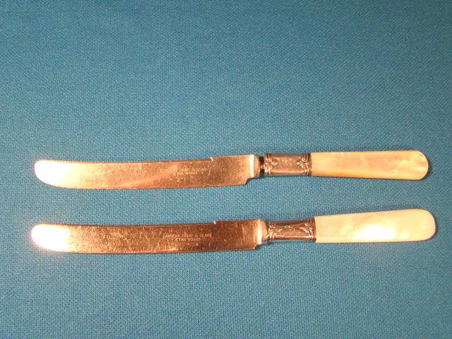 Landers Frary and Clark Aetna Works Sterling Mother of Pearl 6 Fruit Knives  Antique C1890 RARE 