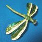 Dragonfly German enamel brooch flying bug pin big green white wings estate Germany metal