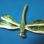 Dragonfly German enamel brooch flying bug pin big green white wings estate Germany metal