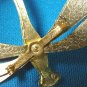 Dragonfly German enamel brooch flying bug pin big green white wings estate Germany metal