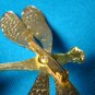 Dragonfly German enamel brooch flying bug pin big green white wings estate Germany metal