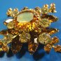 Judy Lee rhinestone brooch pin big amber clear high quality vintage designer signed jewelry 1950s