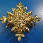 Judy Lee rhinestone brooch pin big amber clear high quality vintage designer signed jewelry 1950s
