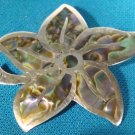 Taxco Mexico sterling silver brooch pin pendant abalone shell inlay flower vintage artist signed