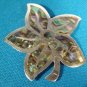 Taxco Mexico sterling silver brooch pin pendant abalone shell inlay flower vintage artist signed