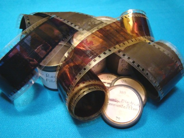 Film strip. Movie reel frames, vintage 35mm camera celluloid