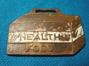 Antique Washburns Ice Cream pocket watch fob Health Food advertising enamel paint metal 1920s