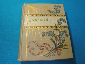 Antique Forget-me-not book scripture 1900s lithograph flowers Bible verse printed Germany