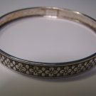 Bracelet sterling silver bangle cuff flower design vintage estate jewelry wardrobe accessory