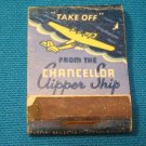 Chancellor clipper ship airplane matchbook cover San Francisco Hotel cocktail lounge Lion Match 30s