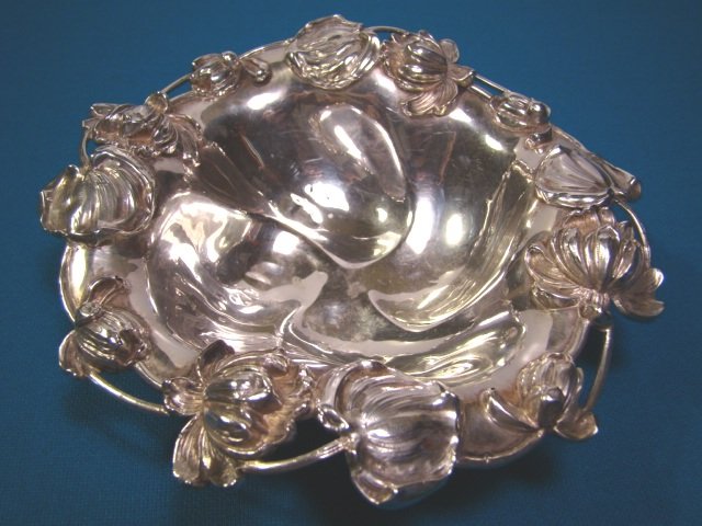 Sterling Silver William B. Kerr Antique Bon Bon Dish Bowl Water Lily ...