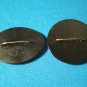 Russian black lacquer ware two brooch pins M. A. flower floral paper mache lacquerware jewelry